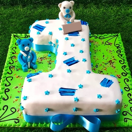 1 Digit Birthday Cake - Fondant
