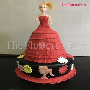 Customized Barbie Doll Red And Black Cake Delivered In Shillong
