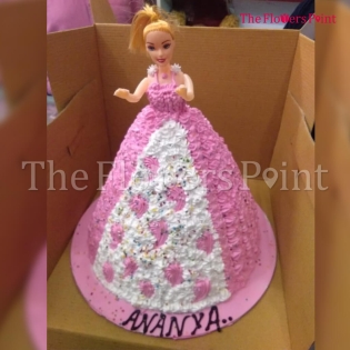 Pink Barbie Doll Cake Delivered in Bhopal