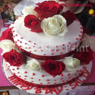 Creamy Vanilla Two Tier Cake Delivered In Hyderabad