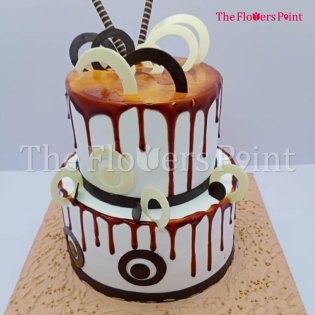Designer Butterscotch 2 Tier Cake Delivered in Bhopal