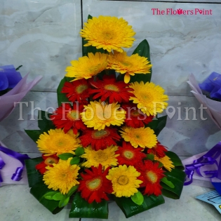 Basket of Red and Yellow Gerberas Delivered In Amritsar