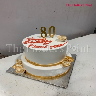 Happy 80th Birthday 2 Tier Cake Delivered In Gurgaon