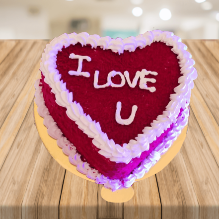 Red Velvet Love You Heart Shape Cake