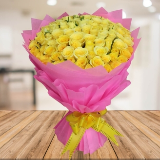 100 Yellow Roses Bouquet
