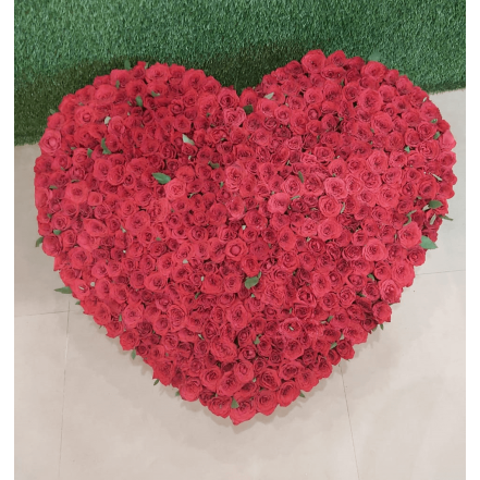 500 Red Roses Heart Shape Arrangement