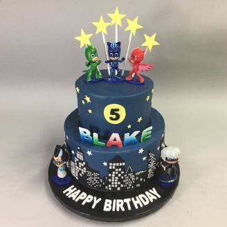 PJ Masks 2 Tier Fondant Cake