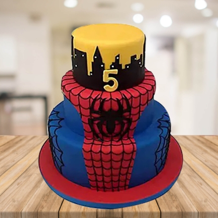 Premium Spiderman 3 Tier Fondant Cake