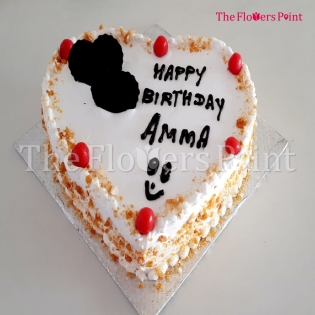 Heart Shape Butterscotch Cake Delivered in Chennai