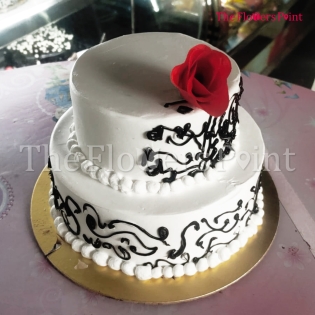 Vanilla 2 Tier Fondant Cake Delivered in Hyderabad