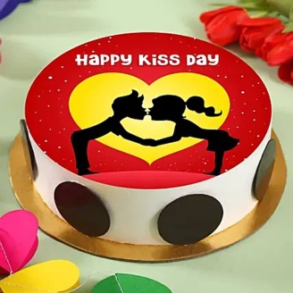 Happy Kiss Day Photo Cake