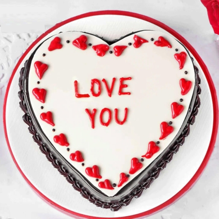 Love You Heart Shape Chocolate Cake