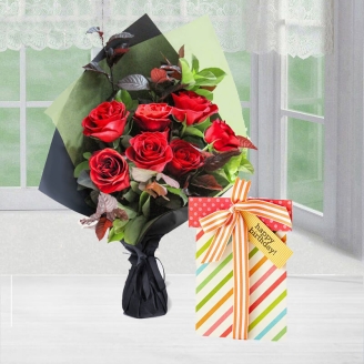 8 Red  Combo With Birthday Wishes