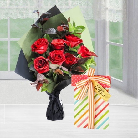 8 Red  Combo With Birthday Wishes