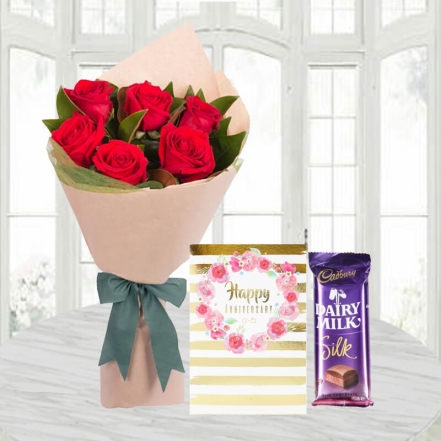 Roses Combo With Anniversary Wishes