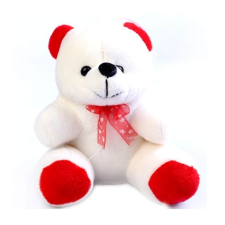 6 Inch White And Red Colour Teddy Bear
