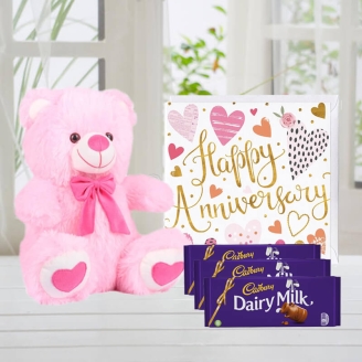 6 Inch Soft Teddy With Anniversary Wishes