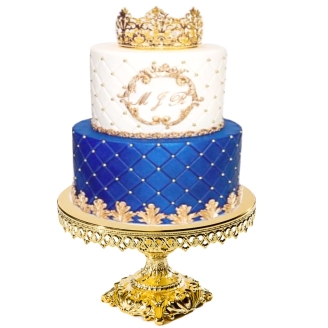 Golden Blue Two Tier Cake