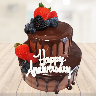 Anniversary Dark Chocolate 2 Tier Cake