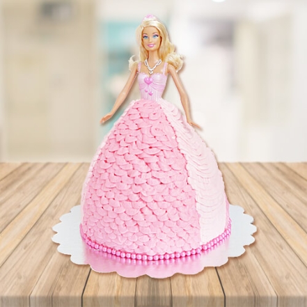 Pink Floral Barbie Doll Cake