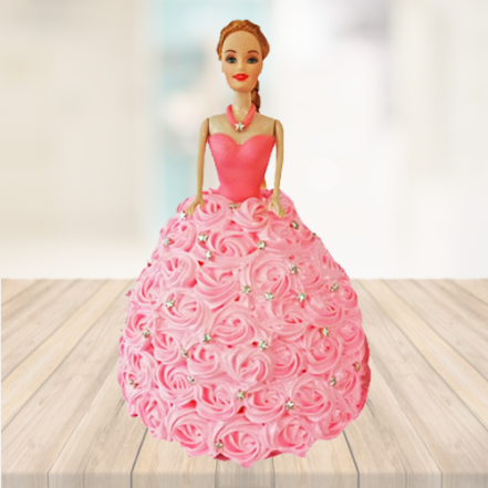 Cute Pink Barbie Doll Cake