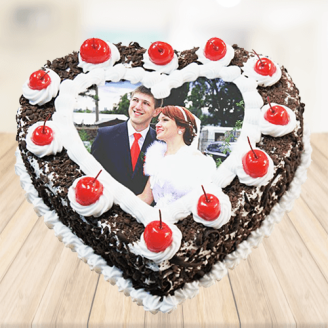 Heart Shape Black Forest Photo Cake