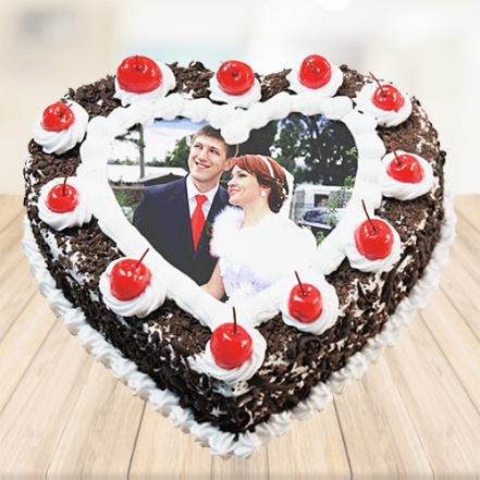 Heart Shape Black Forest Photo Cake