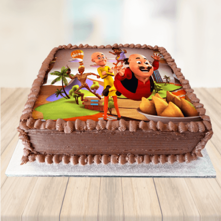 Motu Patlu Chocolate Photo Cake Motu Patlu Chocolate Photo Cake