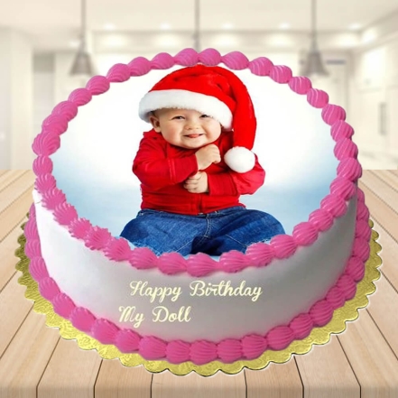 Cute Santa Baby Photo Cake