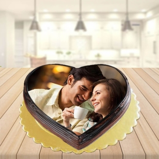 Chocolate Heart shape Photo Cake