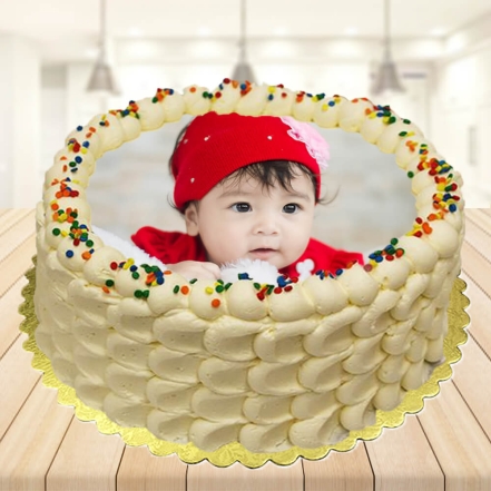 Adorable Baby Girl Photo Cake