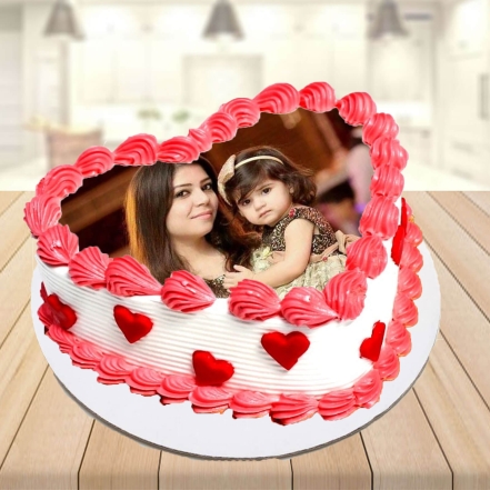 Mother Daughter Strawberry  Photo Cake