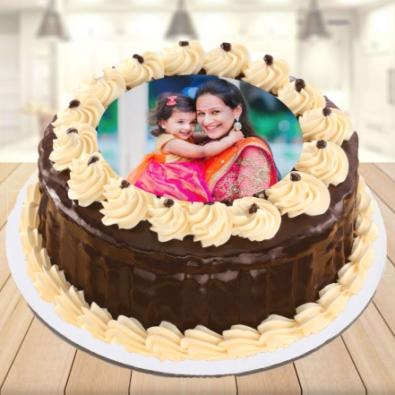 Charming Mother Daughter Photo Cake