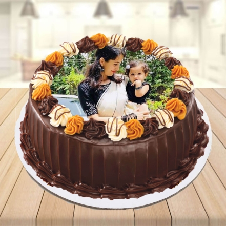 Mother Daughter Chocolate Photo Cake