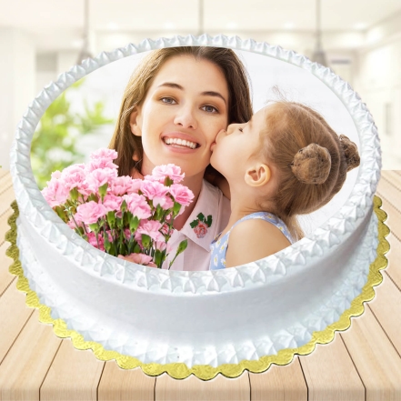 Vanilla Photo Cake For My Lovely Mom