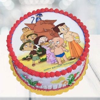Chota Bheem Family Photo Cake