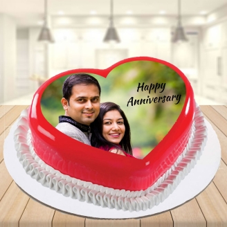 Strawberry Heart Shape Photo Cake