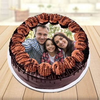 Happy Family Chocolate Photo Cake