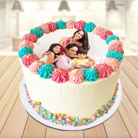 Rainbow Photo Cake For Family