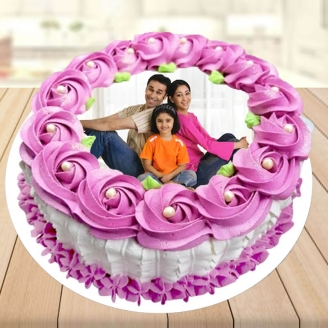 Decorative Strawberry Family Photo Cake