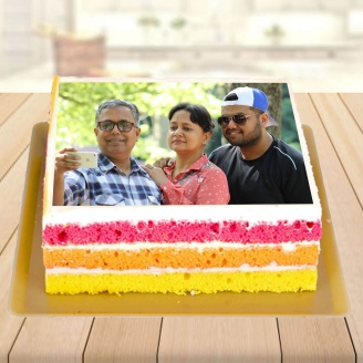 Square Shape Family Photo Cake