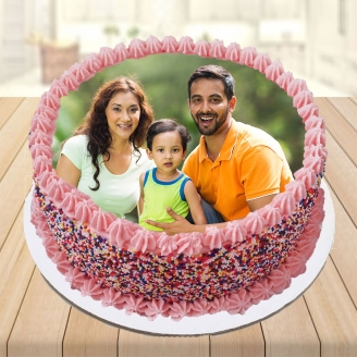 Strawberry Family Photo Cake