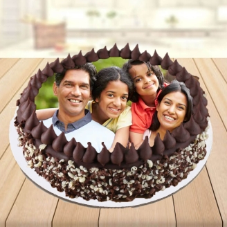 Chocolate Family Photo Cake