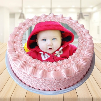 Cute Baby Strawberry Photo Cake