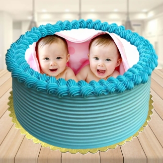 Twins Baby Photo Cake
