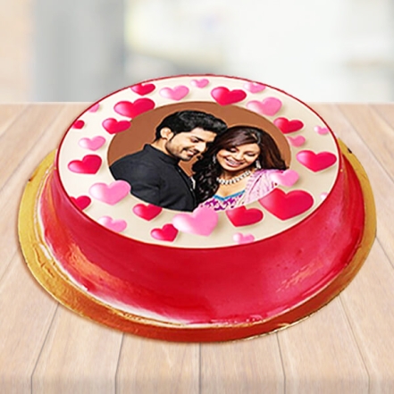 Couple Strawberry Photo Cake