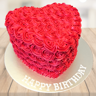 Red Rose Heart Shape Cake