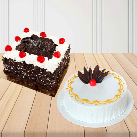 Black Forest and Vanilla Cakes