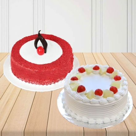 Red Velvet and Vanilla Cakes