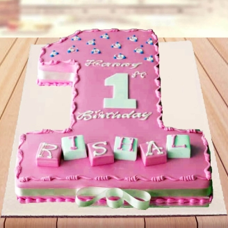 1st Digit Fondant Cake for Girl